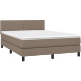  Krevet box spring s madracem LED smeđesivi 140x200 cm tkanina | shoptok.hr