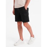 Ombre Men's cotton cargo shorts with elastic waistband - black | shoptok.hr