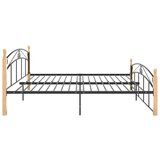 Kovina Posteljni okvir črna kovina in trdna hrastovina 200x200 cm | Shoptok.si