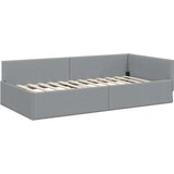 vidaXL Kotna postelja Svetlo siva 90 x 190 cm Tkanina in oblikovan les | Shoptok.si