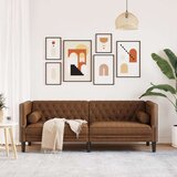vidaXL Kavč chesterfield z vzglavniki dvosed rjav umetno semiš usnje | Shoptok.si