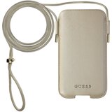 Guess torbica za pametni telefon 6,1'' videz zrnatega usnja z naramnico, Saffiano - zlata, (20524491) | Shoptok.si