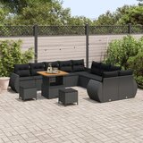 vidaXL 13-delni vrtni kavč set z blazinami Črn Poli ratan Acacia, 3-delni vrtni jedilni set z blazinami Črn Poli ratan Acacia | Shoptok.si