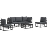 vidaXL Sjedeća garnitura za vrt 6 pcs Crna 70 x 70 x 32 cm Aluminij | shoptok.hr