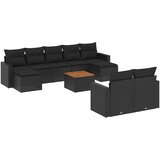  10-dijelni set vrtnih sofa s jastucima crni od poliratana Crna 66 x 62 x 69 cm | Shoptok.si