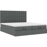 vidaXL Otomanski posteljni okvir z vzmetnicami siv 160x200 cm blago | Shoptok.si