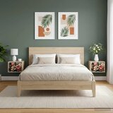  Wall-mounted noćni ormarić BORNE 2 kom. Hrast sonoma - Hrast sonoma Print lagane peonije 2 | shoptok.hr