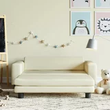  Dječja sofa s tabureom krem 100 x 50 x 30 cm od umjetne kože