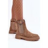 Boto Leather Ankle Boots with Massive Sole Beige Ozaro | ePonuda.com