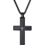 IZMAEL Muška Ogrlica s Križem VQ-38806 - Crna / Srebrna / 60cm | shoptok.hr