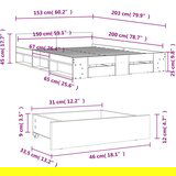 vidaXL Okvir kreveta s ladicama bijeli 150 x 200 cm konstruirano drvo | shoptok.hr