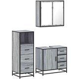 vidaXL 3-dijelni set kupaonskog namještaja siva boja hrasta drveni | shoptok.hr