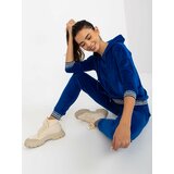Fashion Hunters Cobalt soft velour set with trousers Cene