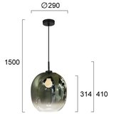  Luster na sajli MIRROR 1xE27/14W/230V zadimljeno zelene boje Slike