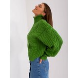 Fashion Hunters Green oversize sweater with long sleeves Cene