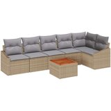 vidaXL set od 7 komada vrtnih sofa s jastučićima Bež poli ratan akacija | shoptok.hr