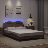  Okvir kreveta s LED svjetlima smeđi 120 x 200 cm umjetna koža | shoptok.hr