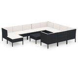  12-dijelna vrtna garnitura od poliratana s jastucima crna | shoptok.hr