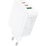 Acefast A41 omrežni polnilnik, 2x USB-C + USB, GaN 65W (bela) | Shoptok.si