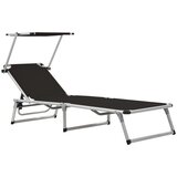 Maison Chic Zložljiv Ležalnik - Sončna ležalnik s streho aluminij in tekstil črn, (22043129) | Shoptok.si