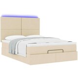  Otomanska postelja z vzmetnico & LEDs smetana 140x190 cm, (22012027) | Shoptok.si