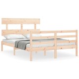  The Living Store Posteljni okvir z vzglavjem 140x190 cm trden les - Posteljni Okvir, (21523966) | Shoptok.si