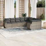 vidaXL 9-dijelni set vrtnih sofa od poliratana s jastucima svjetlosivi | shoptok.hr