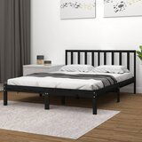 Maison Chic Posteljni okvir - Dvoposteljna postelja - Zakonska postelja črn iz trdne borovine 140x190 cm-J13986, (21762366) | Shoptok.si