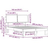 vidaXL krevetni okvir s tapiciranim uzglavljem Tamno siva 140 x 200 cm | shoptok.hr