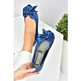 Fox Shoes Navy Blue Satin Fabric Women's Flats Cene