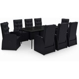  9-dijelni vrtni blagovaonski set s jastucima crni | shoptok.hr