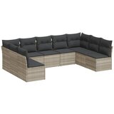 Maison Chic Seti vrtnega pohištva - Vrtna garnitura - Vrtni pohištvo set 9-delna z blazinami sv. siv poli ratan, (21806476) | Shoptok.si