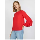 Koton Women's Red Long Sleeve Crew Neck Blouse