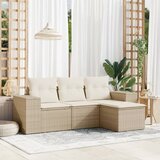 Maison Chic Seti vrtnega pohištva - Vrtna garnitura - Vrtni pohištvo set 4-delna z blazinami bež poli ratan, (21819802) | Shoptok.si