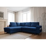 Miuform Temno modra raztegljiva kotna sedežna garnitura iz rebrastega žameta (levi kot) Lofty Lilly – | Shoptok.si
