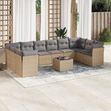 vidaXL 11-dijelni set vrtnih sofa od poliratana s jastucima bež Cijene