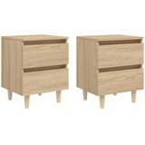  Noćni ormarići i noge od borovine 2 kom boja hrasta 40x35x50 cm | Eponuda.com