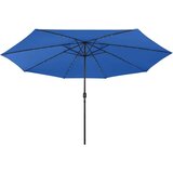  Zunanji senčnik z LED lučkami 400 cm sinje moder, (20609493) | Shoptok.si