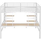 Lumor Postelja Mezzanine 140x200 cm z mizo in 2 policama, kovina, letveno dno, bela (brez vzmetnice), (22155558) | Shoptok.si