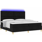  LED Box Spring Krevet s uzglavljem Crna 200 x 200 cm tkanina | shoptok.hr