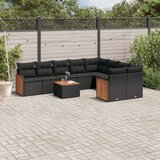 vidaXL 10-dijelni set vrtnih sofa s jastucima crni od poliratana | shoptok.hr