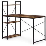 ModernHome TH-SD-7-16 – Delovna miza za računalnik s 3 policami, 120 × 60 cm, loft dizajn, oreh/črna | Shoptok.si