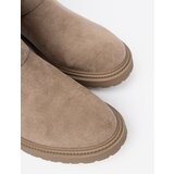 Shelvt Beige suede ankle boots with decorative buckles | Shoptok.si