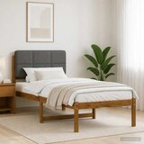  Krevetni okvir s tapiciranim uzglavljem Prirodna i svjetlosiva - Prirodna i svjetlosiva 90 x 200 cm | shoptok.hr