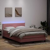  s oprugama i madracem LED ružičasti 160x210 cm baršunasti | shoptok.hr