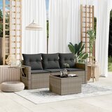 Maison Chic Seti vrtnega pohištva - Vrtna garnitura - Vrtni pohištvo set 4-delna z blazinami siv poli ratan, (21819263) | Shoptok.si
