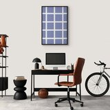  Slika - Lines and Symmetry - Expressive White Grid on a Blue Background 60x90 U crnom drvenom okviru | shoptok.hr