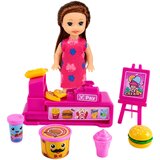 Mini Doll Set with Cash Register, Saleswoman, Hamburger, Ice Cream Accessories | Shoptok.si