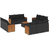  The Living Store Vrtna sedežna garnitura 13-delna z blazinami črn poli ratan - Vrtna Sedežna Garniture, (21443372) | Shoptok.si