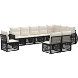 vidaXL Vrtna sedežna garnitura 10 pcs Črna in krem bela poli ratan, (5000269529) | Shoptok.si